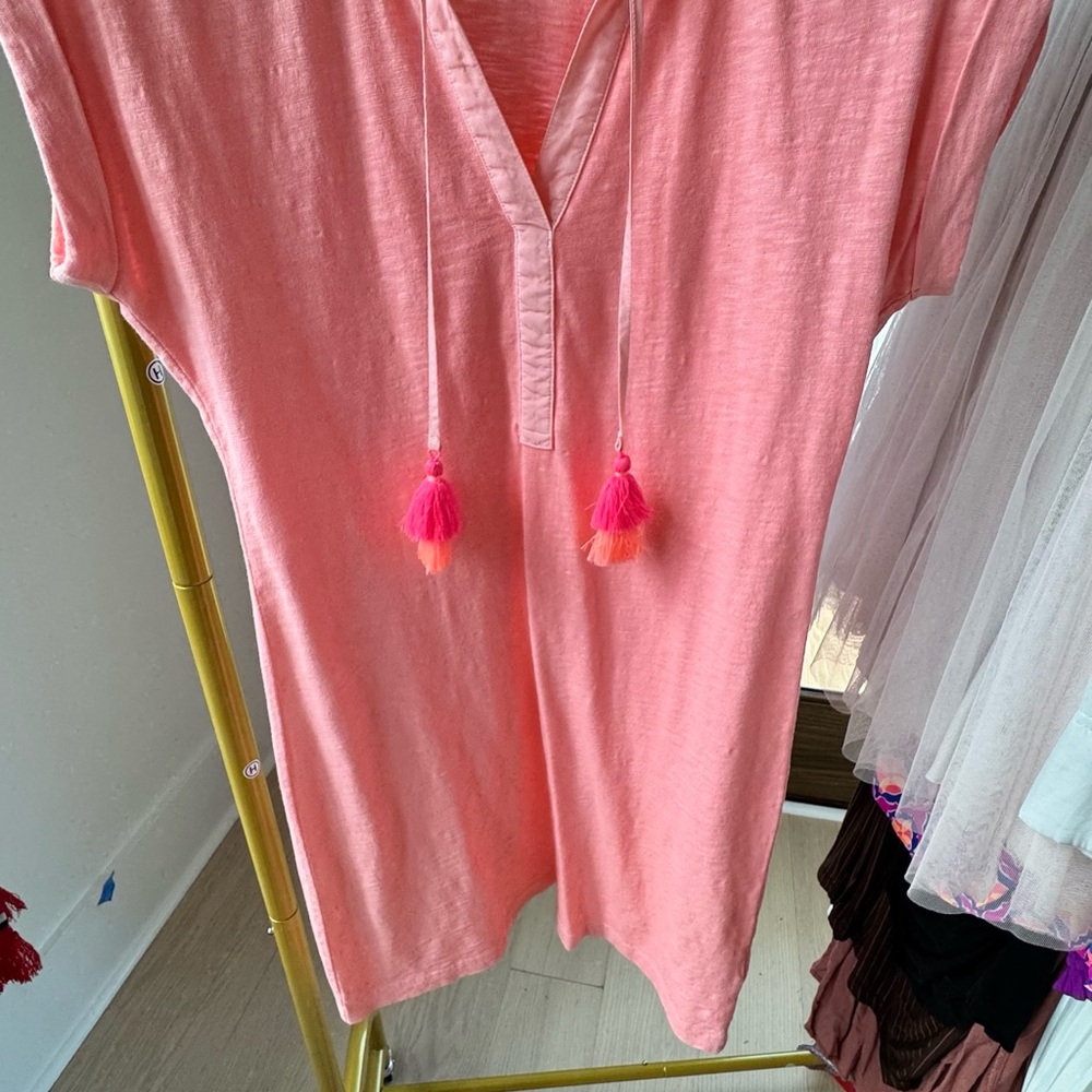 Vineyard Vines Pink Short Sleeve Dress with Tassels